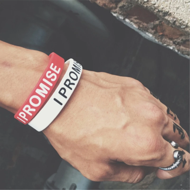 Trendy Silicone Bracelet I PROMISE to Basketball Sports Energy Balance Wristband Bracelets for Men Fashion Rubber Elastic Bangle view 2