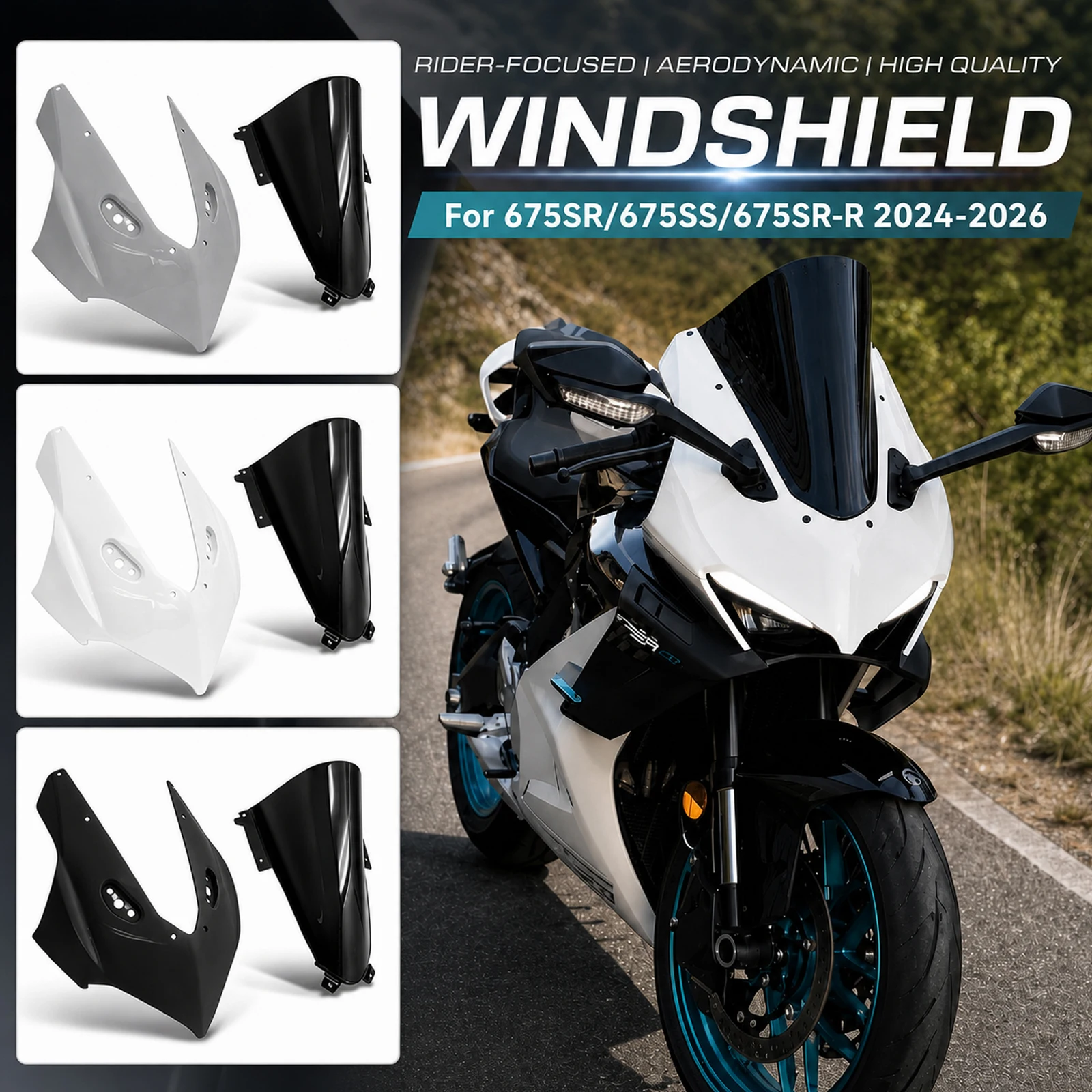 Modification Racing Windshield Raised Widened Combined Windshield Fairing For CFMOTO 675SR 675SS 675SR R 675 2024 2025 2026