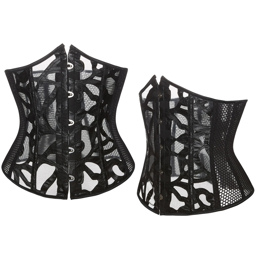 Women Corset Boned Mesh Waist Trainer Underbust Corset Steampunk Gothic Clothing Corset Belt Waist Slimming Shaper Party dresses