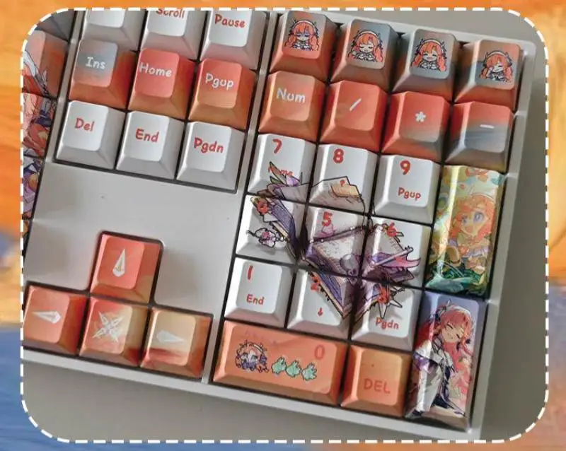 Anime Wuthering Waves Siglka PBT 128 Tastenkappen Cosplay-Requisiten Seitengravierte Mechanische Tastenkappen Gaming-Tischzubehör – Detail 4