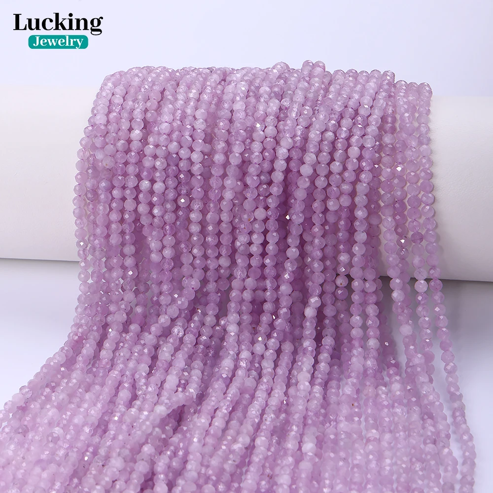 

A+ Natural 2-3mm Kunzite Faceted Beads 15inches Strand for Bohemian Spiritual Jewelry Unisex Gift or Jewelry Making DIY