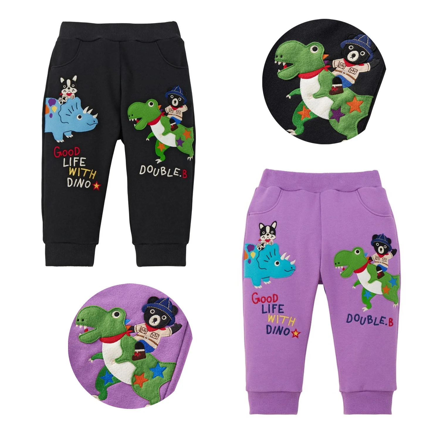 

Luxury Dinosaur Woolen Hoop 2025 Autumn New Collection for Boys and Girls Heavy duty Cute All Cotton Cartoon Soft Casual Pants