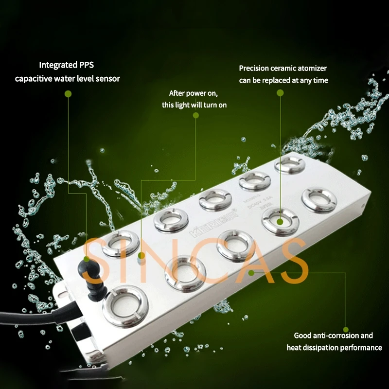 Umidificatore ad ultrasuoni industriale Officina Conservazione delle verdure Umidità Santi turistici artificiali Spruzzatore diffusore commerciale