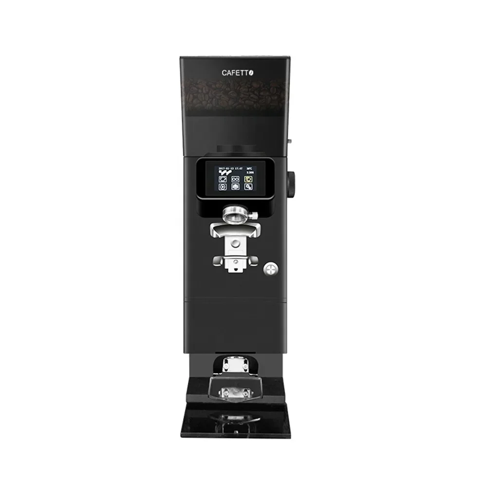 Flat Burr Coffee Grinder com Tamper, Digital Touch Screen Control, Moagem Tamanho Ajustável, 90mm