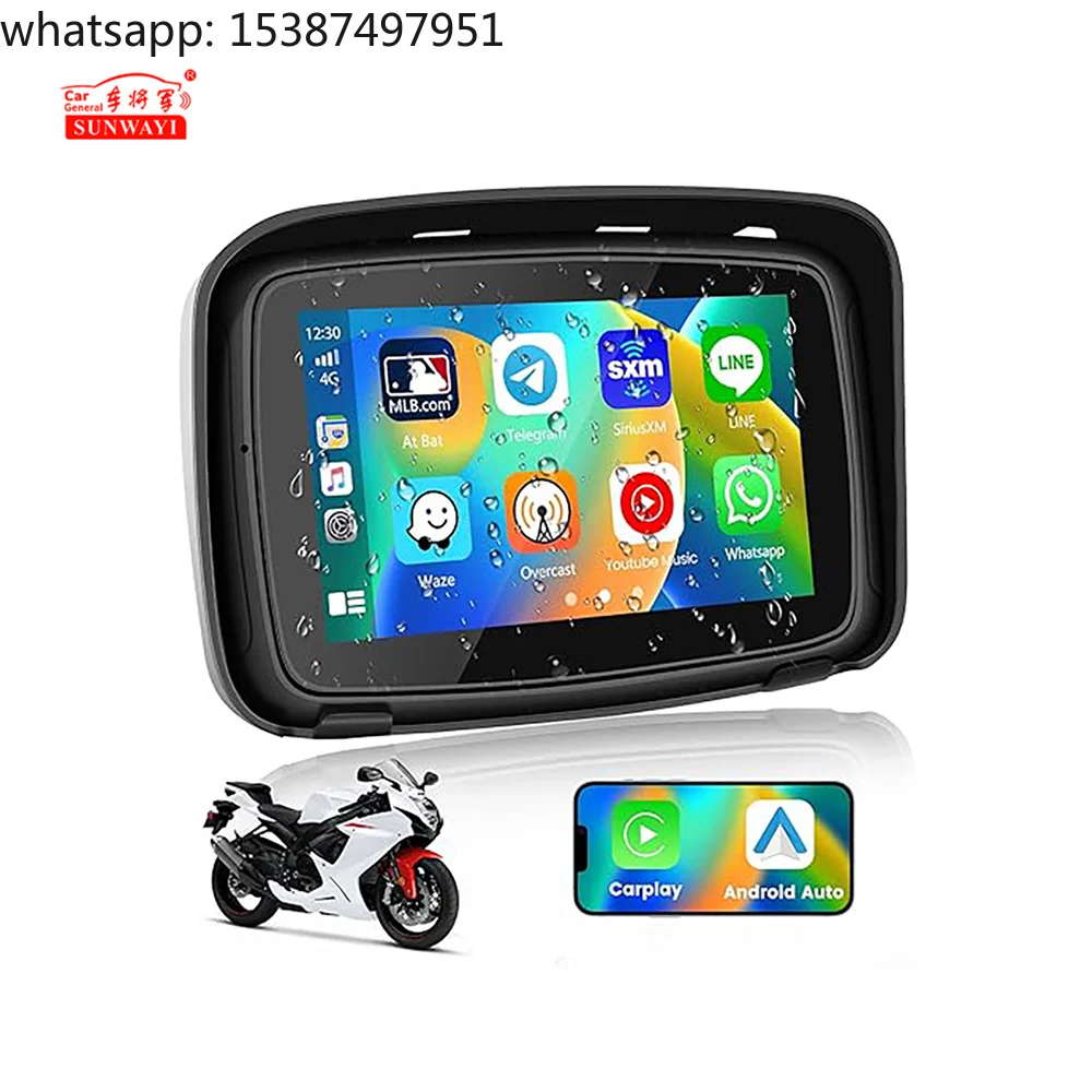 For SUNWAYI P502 Portable 5 Inch Wireless Carplay Android Auto IP67 Waterproof for Motorcycle BT GPS Auto Electronics Navigator