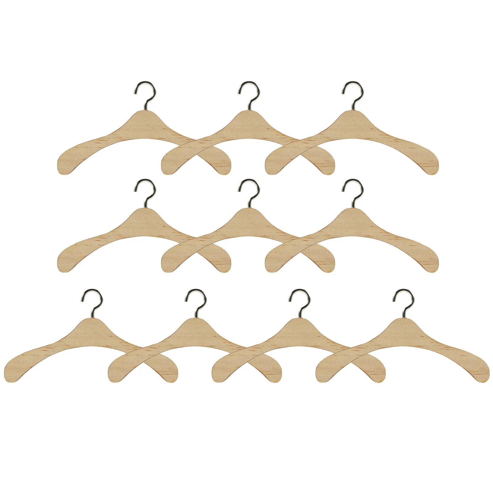 

10Pcs Elegant Wooden Mini Clothes Hangers Dollhouse Miniature Furniture Perfect Gift for Miniature Enthusiasts Tiny Clothing