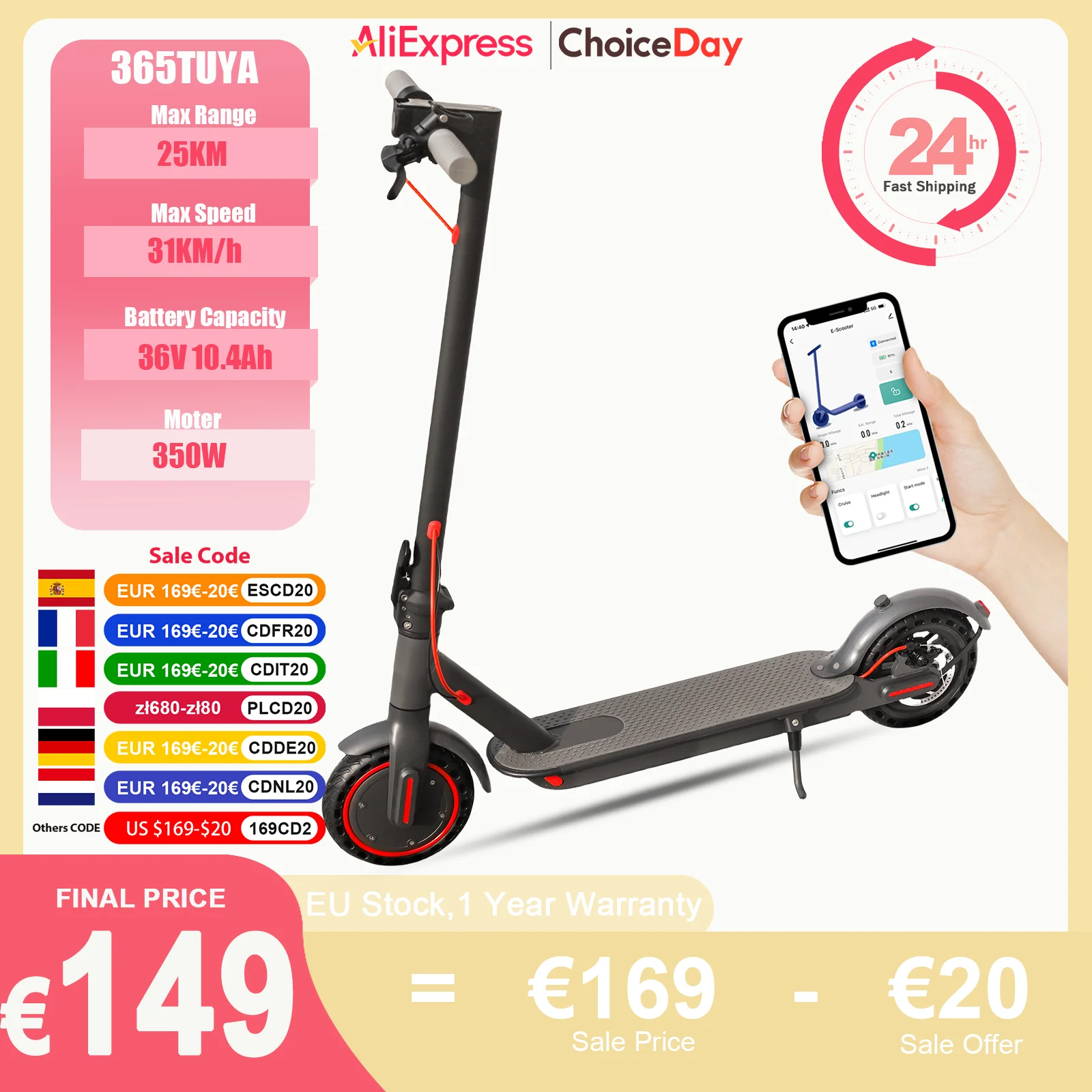 Saft ease 365Tuya Elektro roller 25km Reichweite bis 31 km/h 350W leistungs starke Motor Smart App
