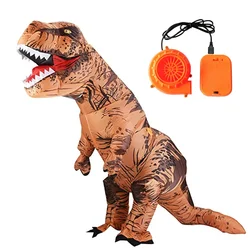 Disfraz inflable de dinosaurio de T-REX para adultos y niños, traje de Cosplay de Mascota de lujo, para Halloween