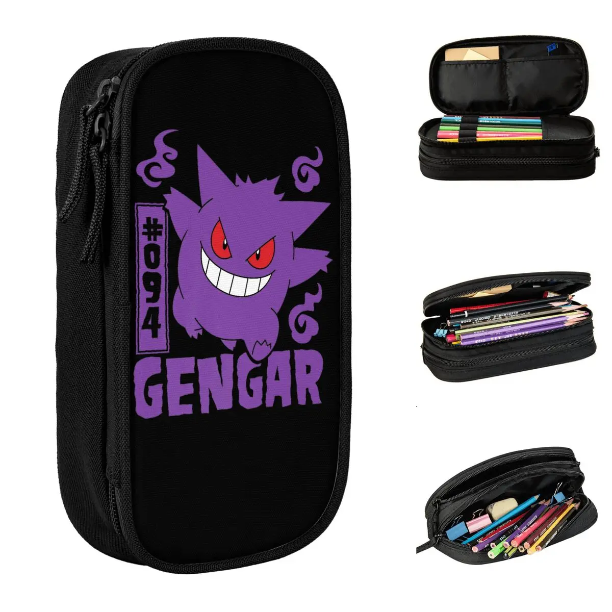Pokemoned Gengar trousses à crayons stylos enfants grand sac de rangement fournitures scolaires cadeaux papeterie