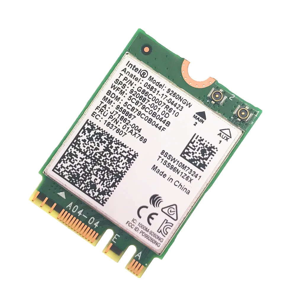 Для Intel 9260 9260NGW AC 1730 Мбит/с 2,4G/5 ГГц NGFF 802.11ac Wifi Bluetooth-совместим 5,0