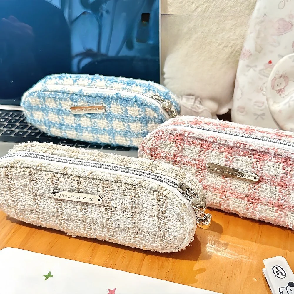 Niche Fashion Artistic Large Capacity Pencil Case Cute Woven Makeup Bag Storage Bag Student Pencil Case Gift Korean Stationery