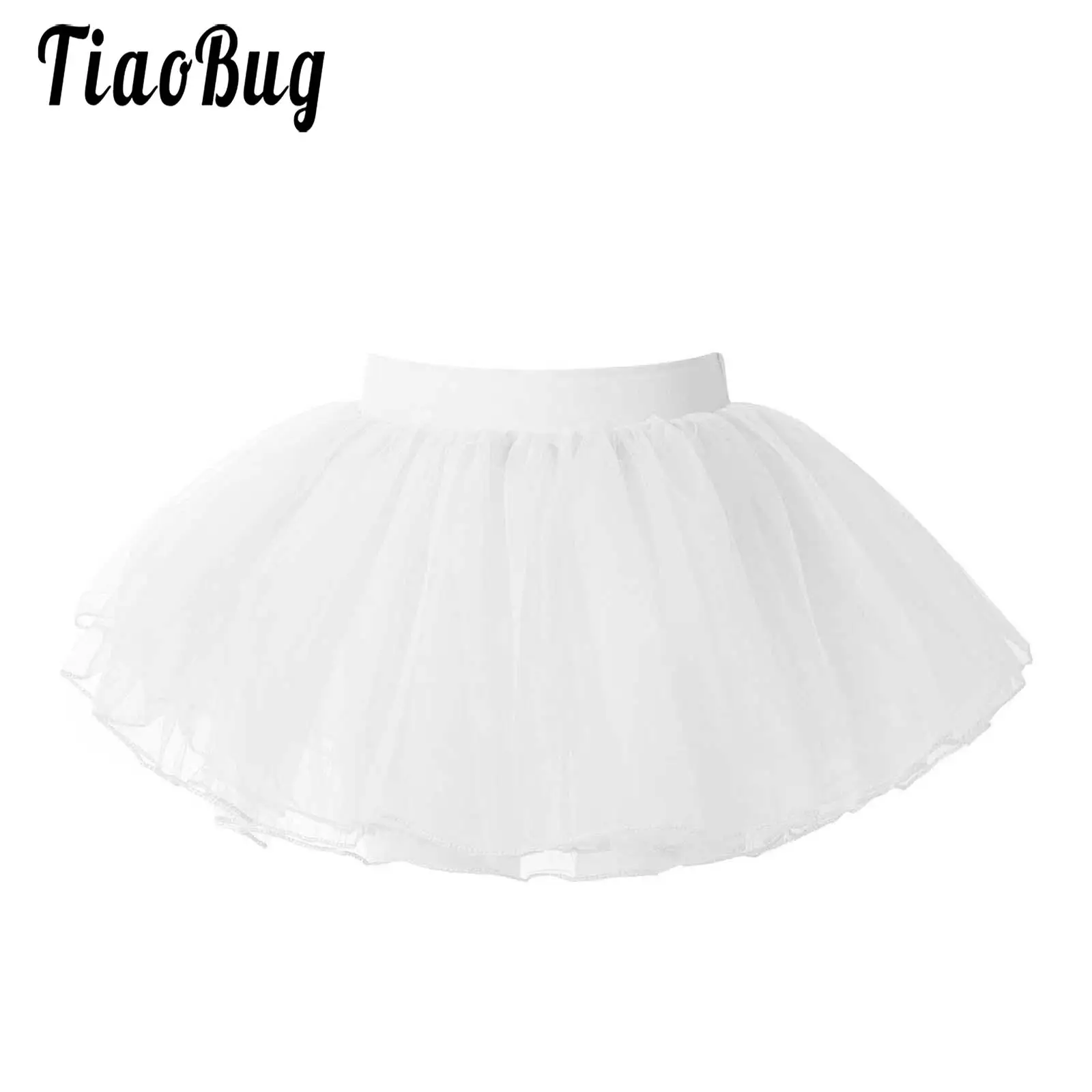 Toddler Girls Dance Skirt Tulle Tutu Petticoat Short Under Skirt Classical Kids Princess Clothes Four Layer Ballet Dance Skirt