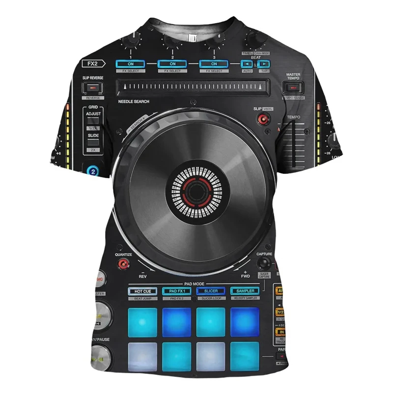 Guitar Saxophone Music T Shirt Men's Clothing Street Hip Hop Party T-shirt 3d Print Personality Round Neck Short Sleeve Tee Top