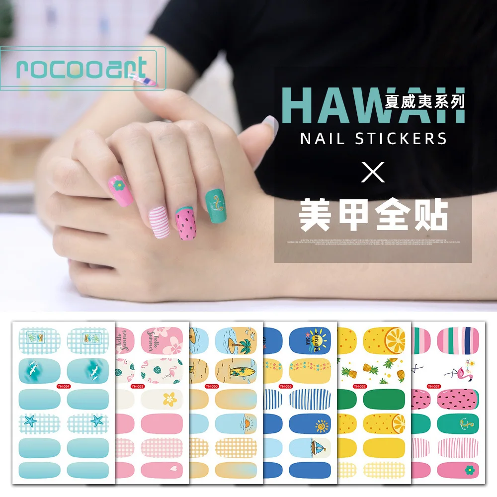 

Hawaiian Series Nail Stickers Are Waterproof, Summer Fashion, Self-adhesive, And Fully Applied Nail Polish Stickers Size:92*58mm