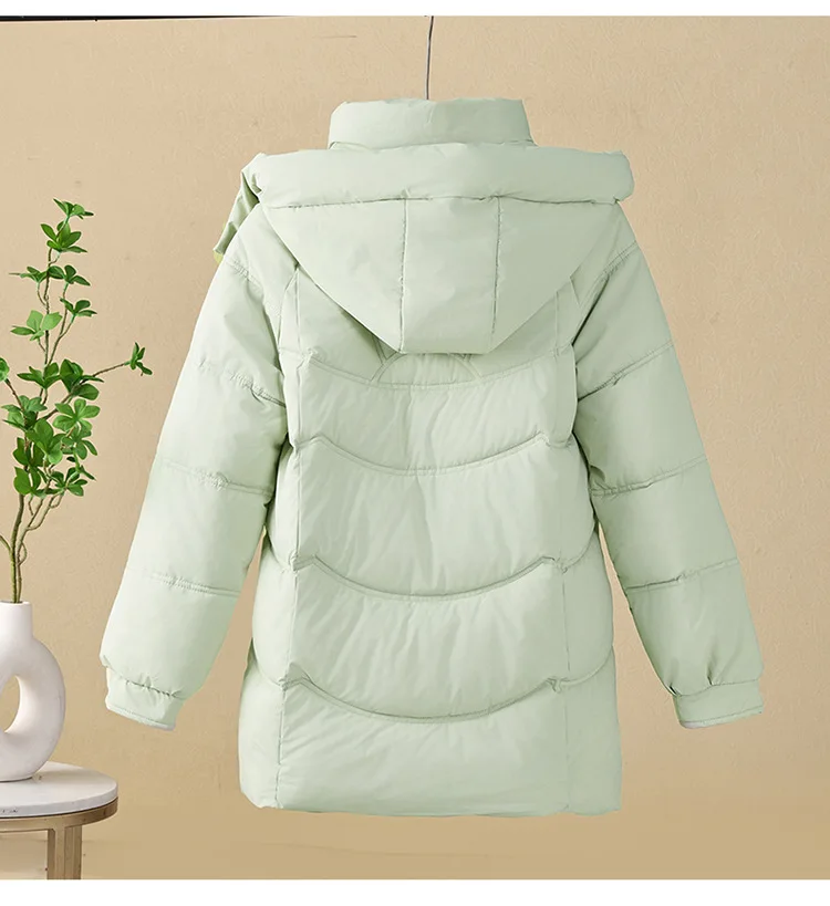 Korean Trend Women's Solid Color Long-sleeved Versatile Zipper Jacket Winter New Holiday Hooded Loose Warm Thickened Coat