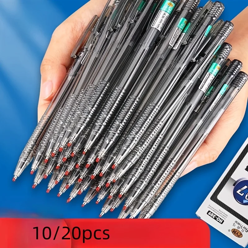 

10/20 Pack Minimalist Retractable Ballpoint Pens, Blue and Black Ink Refills, 0.7mm Smooth Writing