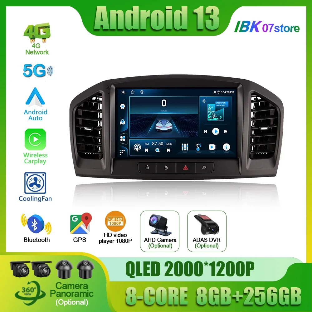 For Buick Regal 2009-2013 Opel Insignes 2008-2012 Android 14 Car Radio 4G GPS Wireless Bluetooth Carplay Multimedia Touch Screen