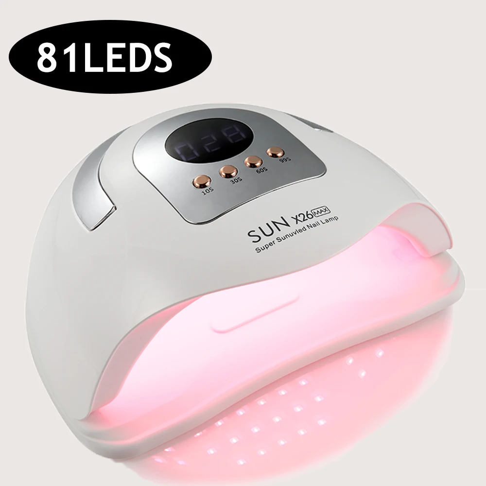 Lampu seni kuku LED, lampu seni kuku LED untuk Gel kuku cepat menyembuhkan pengering dengan 81 LED 4 pengatur waktu lampu UV profesional untuk rumah Salon alat seni kuku