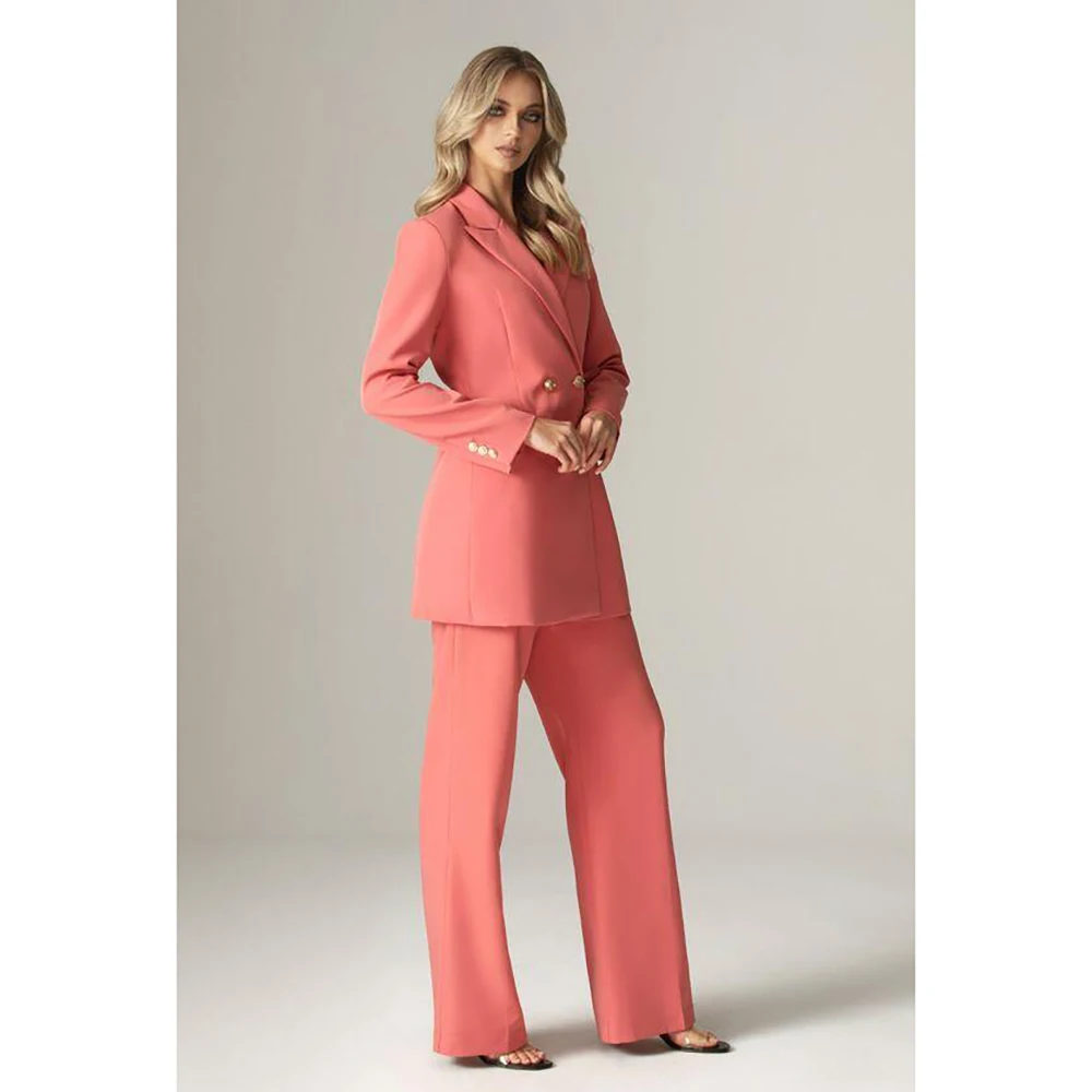 Elegante Zweireiher Frauen Hosen Set Neue Weibliche Zwei Stücke (Blazer + Hosen) conjuntos femininos elegantes