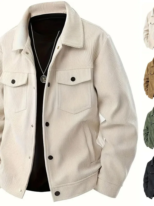 

Повседневная спортивная вельветовая куртка с длинными рукавами и отложным воротником для мужчин, верхняя одежда для молодежи, осенний сезон, китайское производство