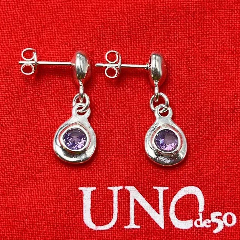 2023 UNOde50 Hot Spanish high-quality exquisite purple gems women's earrings romantic jewelry gift bag