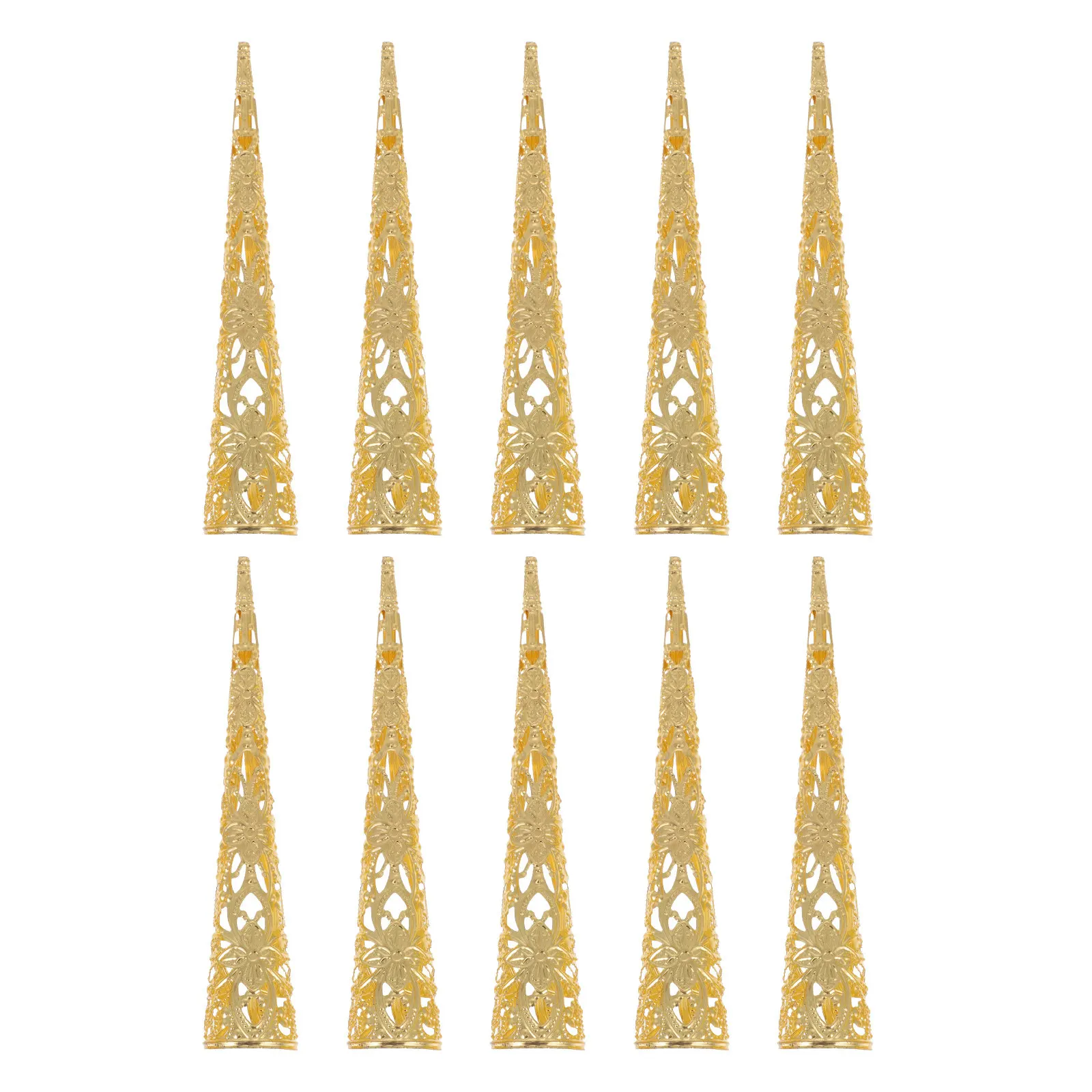 

10Pcs Metal Hollow Out Fake Nail Claw Rings Alloy Finger Claw Nail Ring Cosplay Belly Dance Halloween Costume Accessories