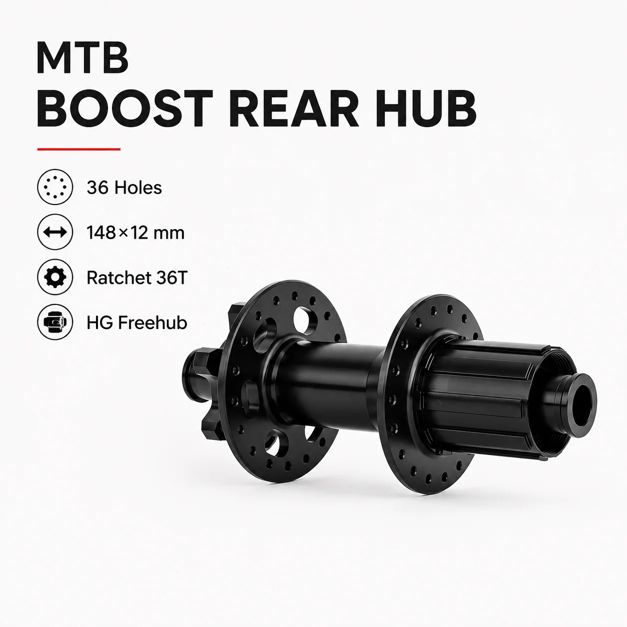 GOLDIX 36H Mountain Bike Hub 6-Bolt Disc Brake BOOST 36T Ratchet