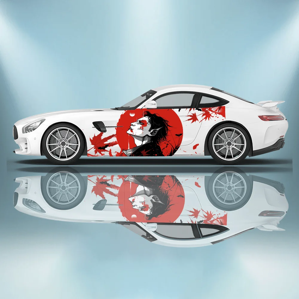 

Vampire Red Moon Flower Car Side Sticker Decor, PVC Waterproof Scratch Resistant Decal, Car Protection, Auto Accessories Gift