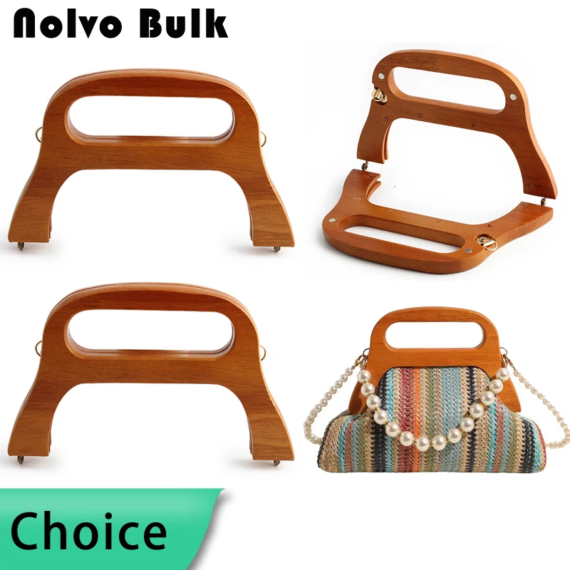 

1/2pcs 19.7cm*12cm A-shaped high ladder wooden handle wallet frame crossbody bag DIY ladies closure buckle handmade accessories