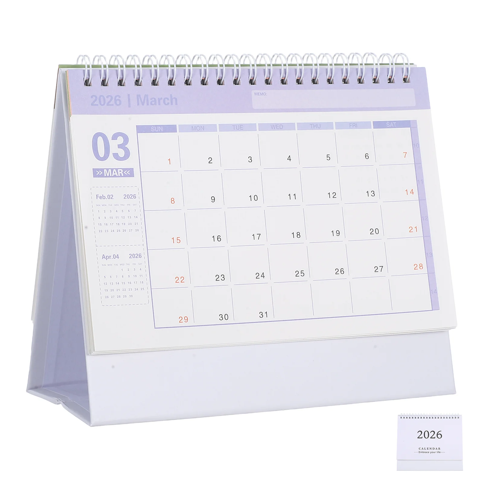 

2026 Small Desktop Calendar Foldable Stand Up Design For Home Office School Paper Mini Desk Calendar 2026