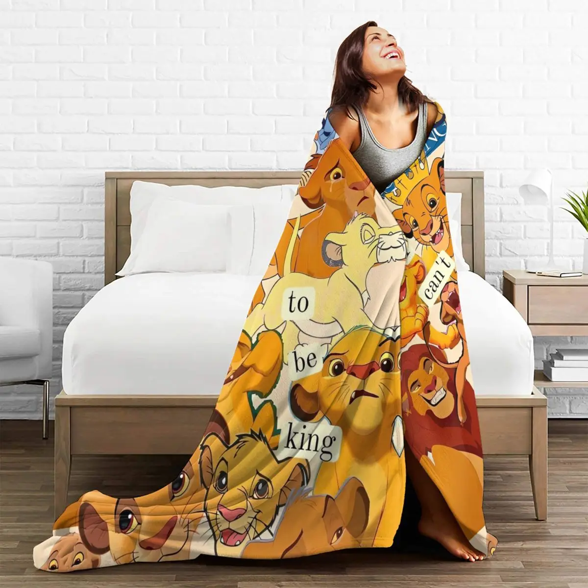 Lion King Simba Cartoon Blanket Quality Super Warm Cartoon Animals Throw Blanket Winter Travel Living Room Graphic Bedspread