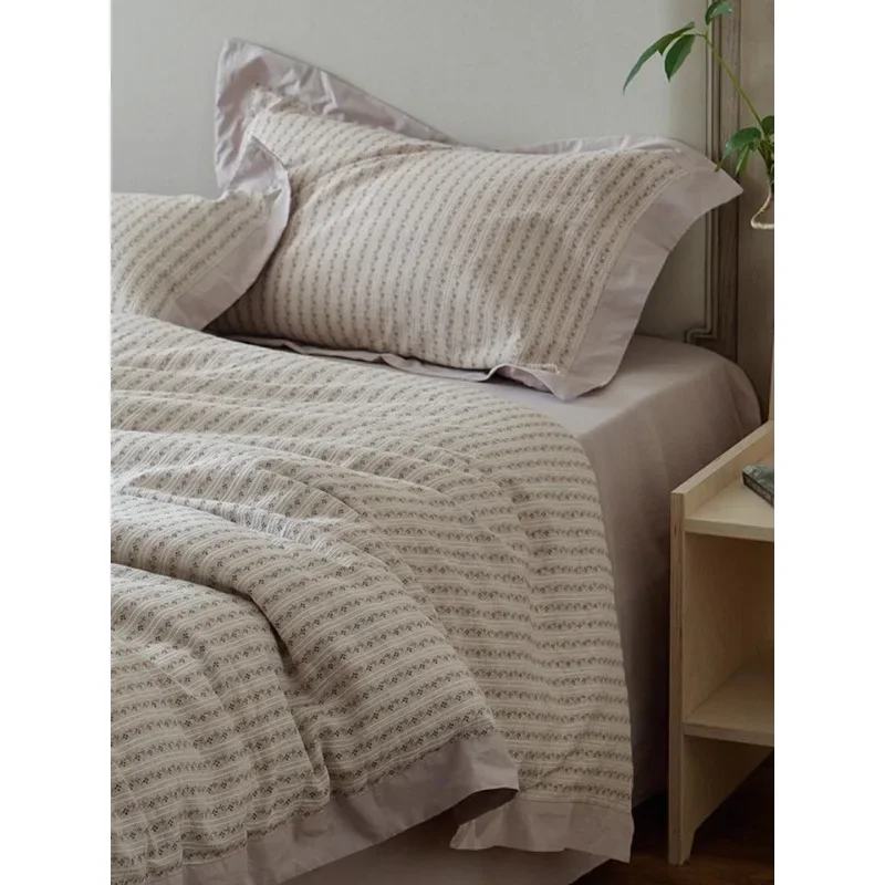 Simple and breathable dry color woven jacquard cotton four-piece set