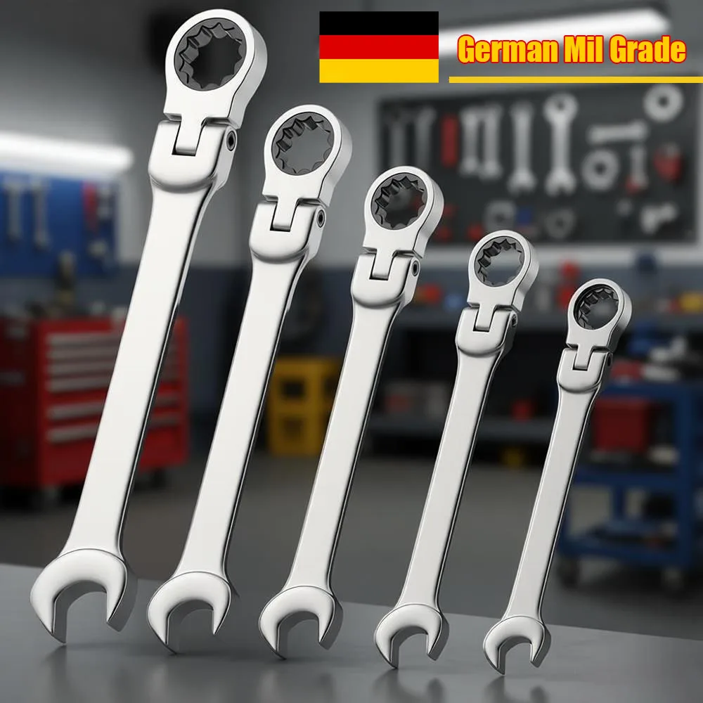 German Mil Grade 6-22mm Ratchet Wrench Set, CR-V Sockets, Better Damping