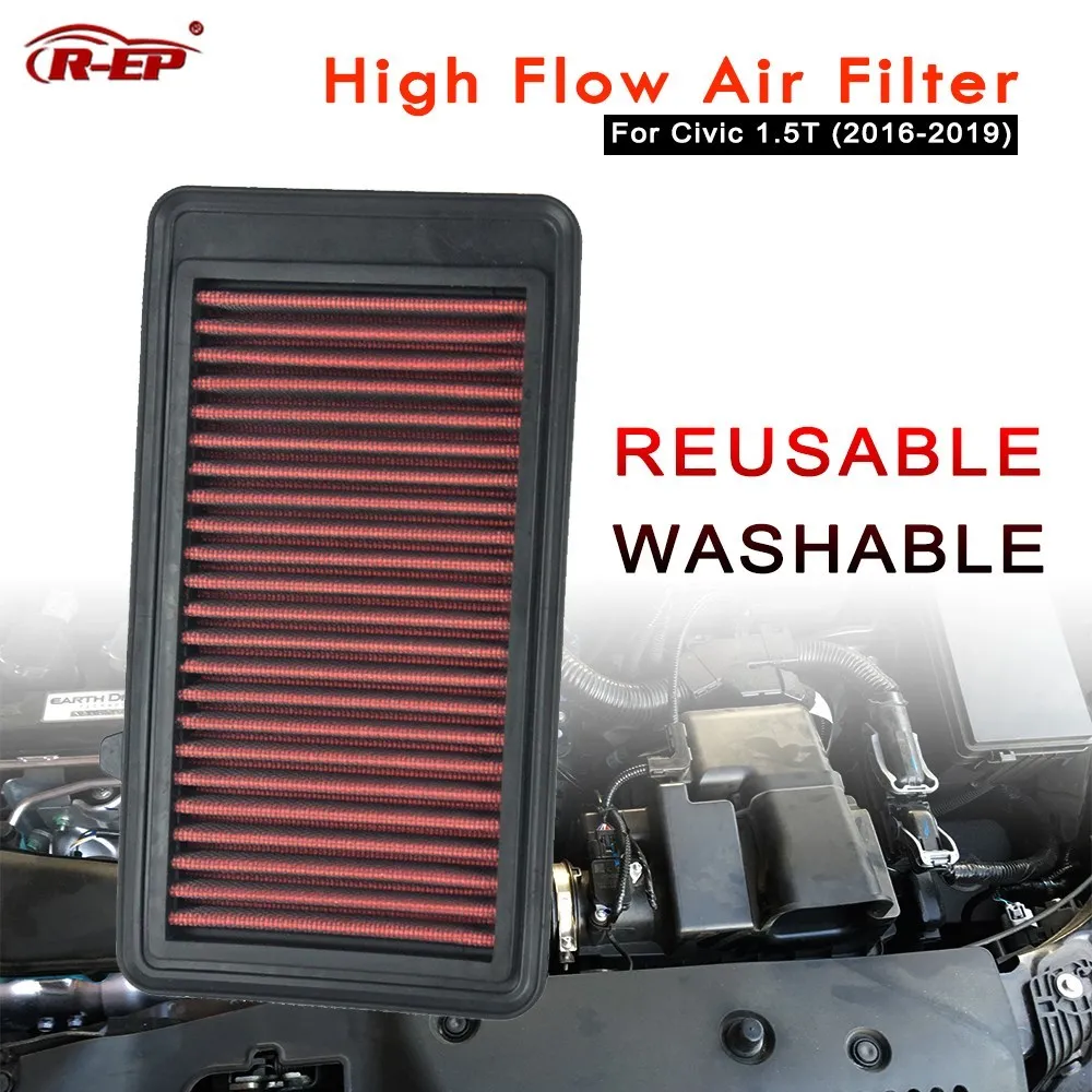 R-EP Replacement Air Filter for Honda Civic 1.5 Turbo 2016 2017 2018 2019 Car Performance Air Intake Filter Reusable Washable