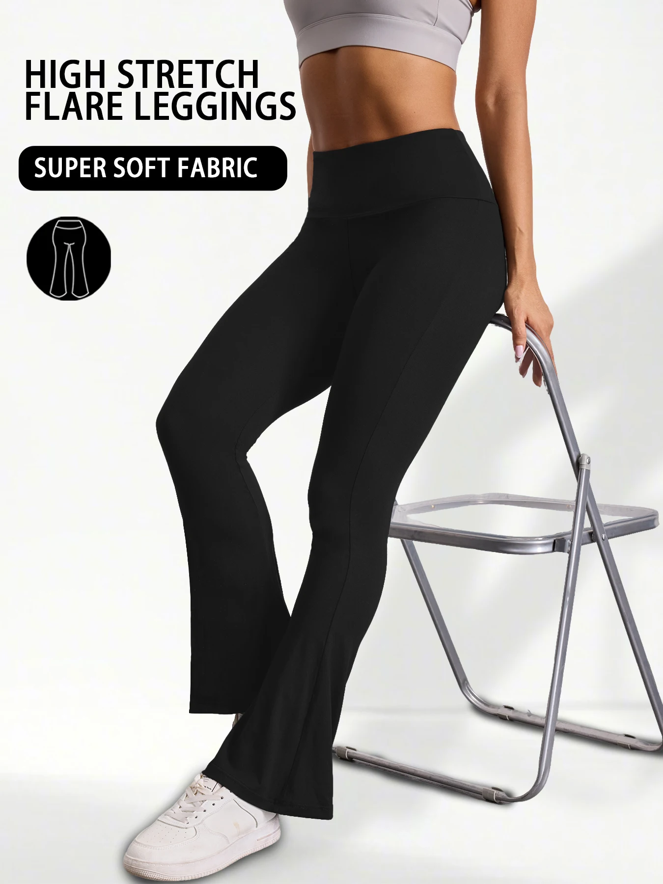 

Женские расклешенные брюки для йоги больших размеров с завышенной талией и завязками для пилатеса и повседневной носки. Мягкая эластичная ткань для комфорта.