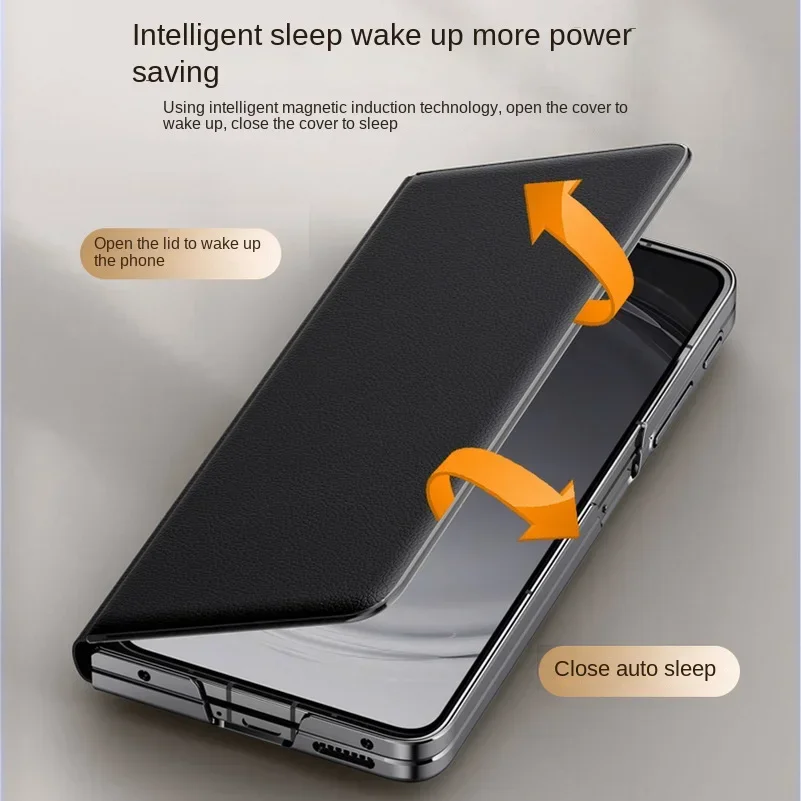 For OPPO Find N6 All-inclusive Cell Phone Back Cover Luxury Leather Smart Window Smart Sleep Magnetic Lens Holder Protect Case