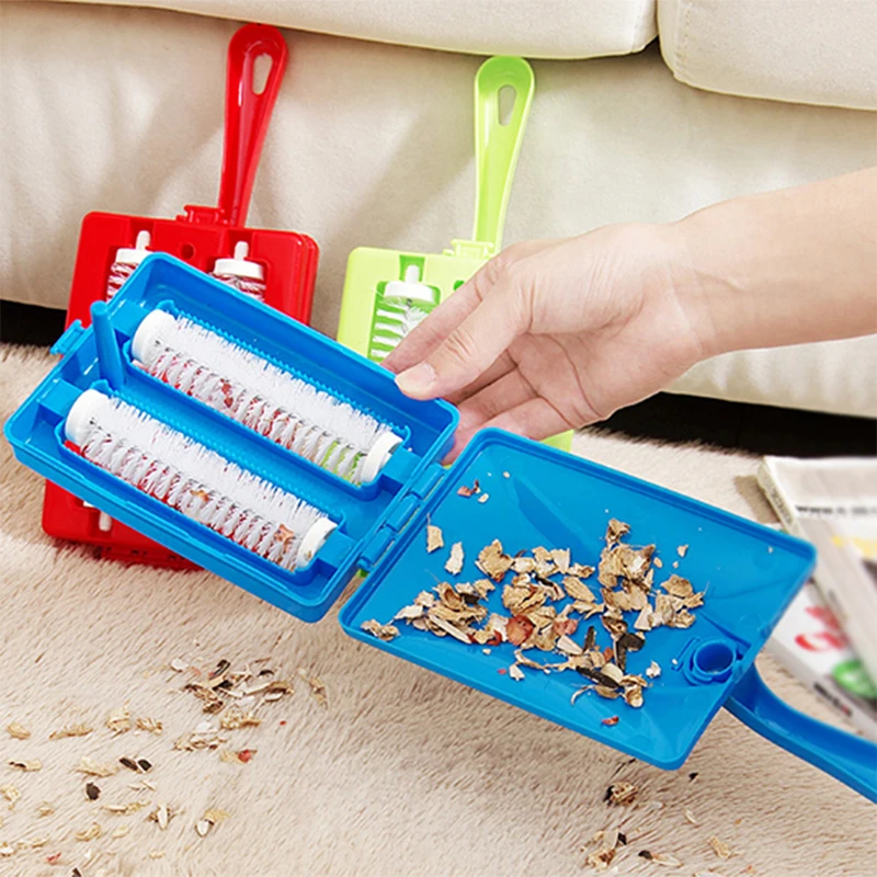 Sweeper Carpet Table Dust Brush Dirt Crumb Cleaner Roller 2 Brushe Home Cleaning