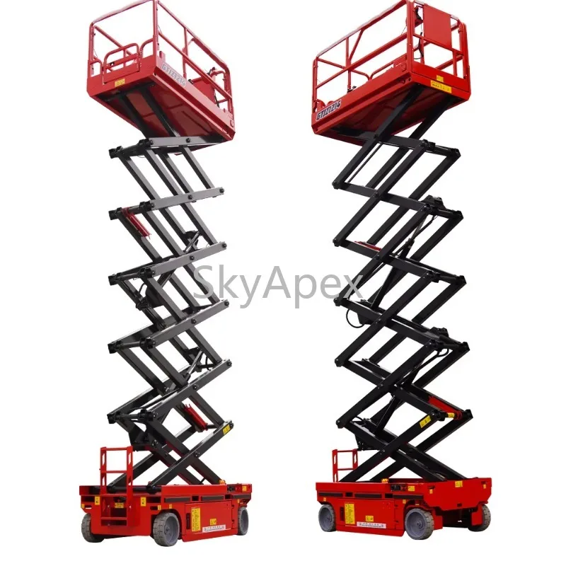 Portable Movable Hydraulic Scissor Lift Elevator Aerial  Lifting Platform 6m 8m 10m 12m Safety Guardrail  For  Warehouse Factory