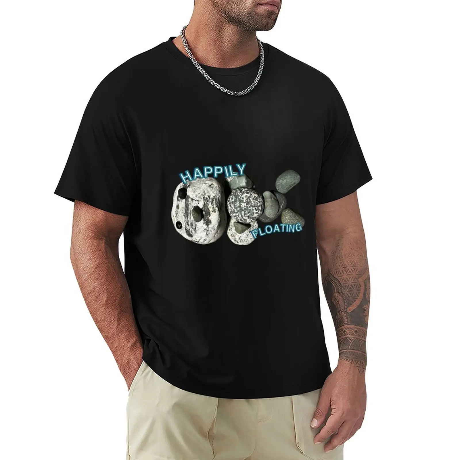 HAPPILY FLOATING OTTER T-Shirt Lightweight Cooling Short Sleeve Tee