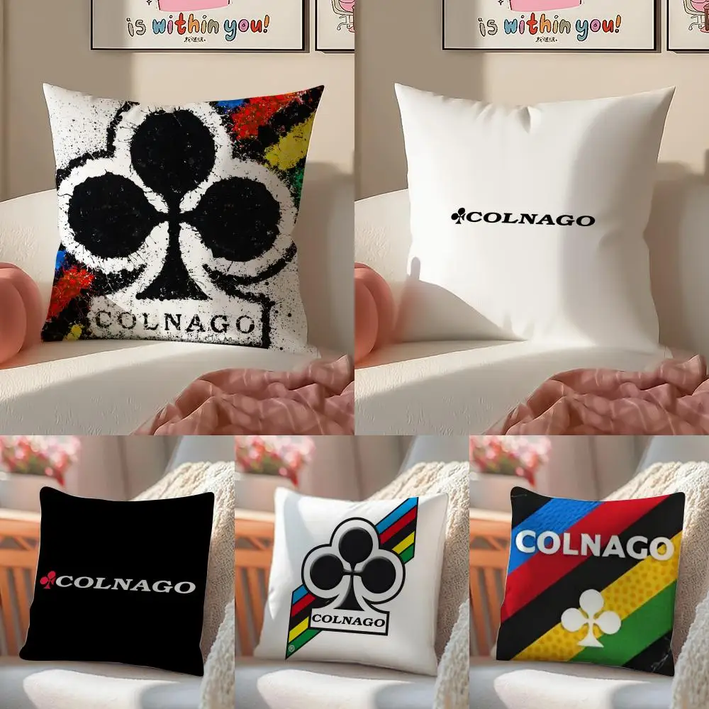 Racing C-ColnagoS Bicycle Logo Cushion Cover Pillowcase Short Plush Invisible zipper Room Sofa Cushion Cover