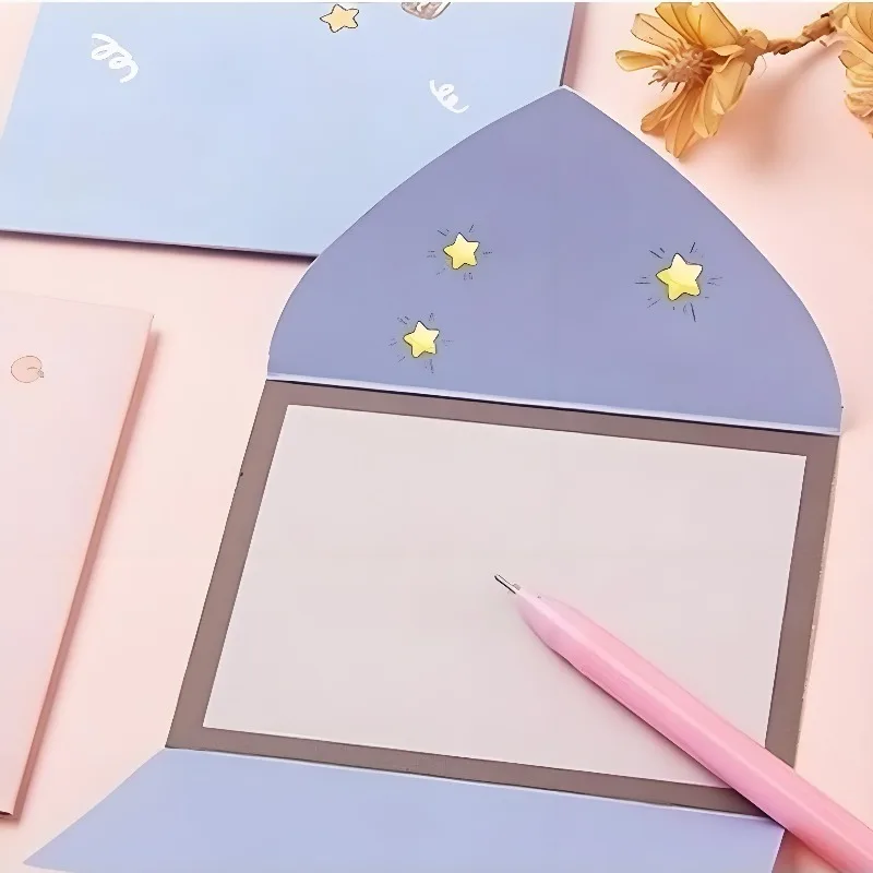 لطيف الكرتون بطاقة المعايدة نعمة شكرا المغلف بطاقة بريدية رسالة ورقة قابلة للطي بطاقة تهنئة جميلة هدية السنة الجديدة #5