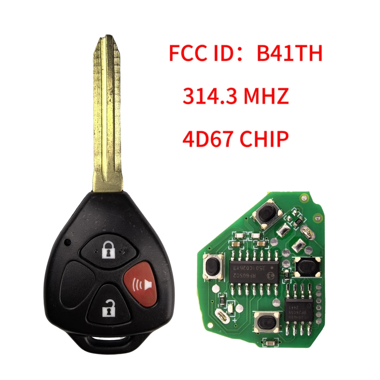 Jingxin 2/3/4-Tasten 314/433Mhz 4D67/G Chip Fernbedienung Autoschlüssel für Toyota Hiace Yaris Hilux Vigo Innova Corolla RAV4 FCC:B41TA B41TH – Detail 12