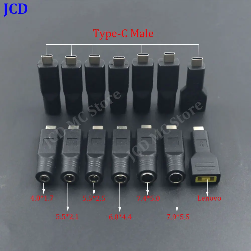 

1PC PD USB Adapter C Type C Male To 4.0*1.7 5.5*2.1 5.5*2.5 7.4*5.0 7.9*5.5mm Female Plug Converter DC Power Jack Connector