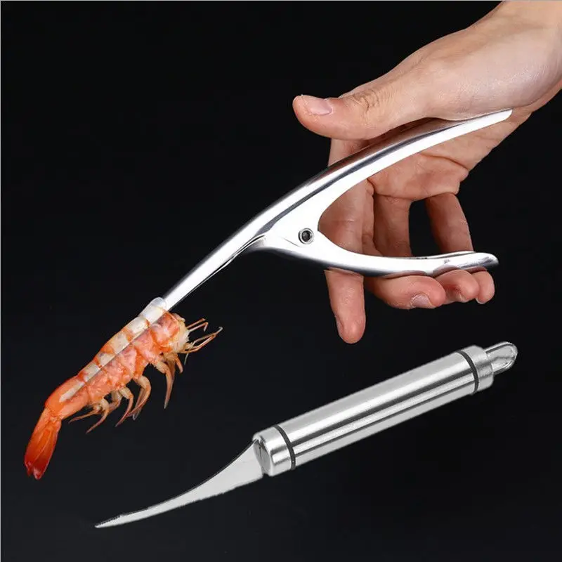 2pcs Stainless Steel Seafood Tools Shrimp Peeler Prawn Line Cutter Cleaning Shrimp Line Cutter Shell Remover Kitchen Accessories