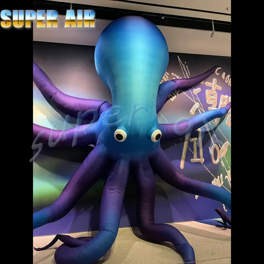 Giant 4mH décoration extérieure populaire gonflable dessin animé poulpe coup d'air calmar avec tentacules discothèque décoration murale