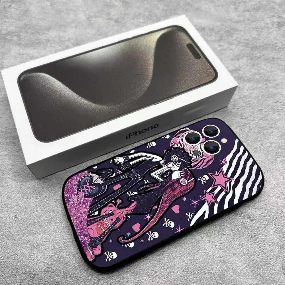 Love Black and Cute Emo Phone Case For iPhone 17,16,15,14,13,12,11,Pro,Max,Plus,E,Air,Mini Protective Black Cover - view 6