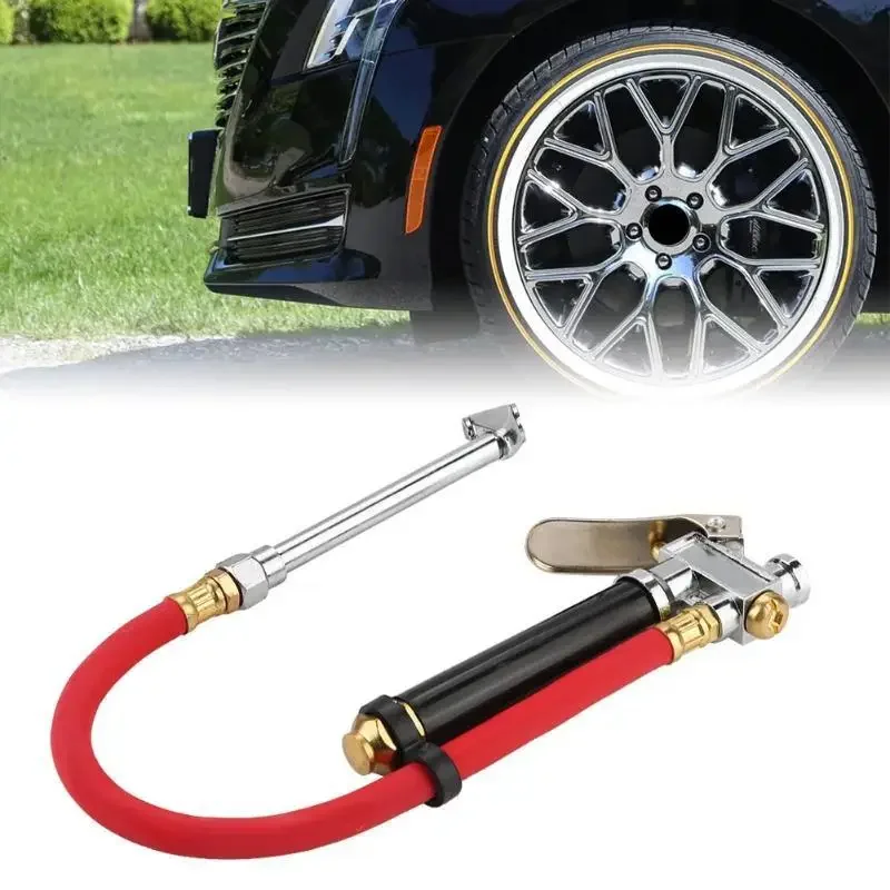

1Pc Handheld Car Tire Pressure Filler Inflator Gauge with Dual Chuck Hose Tool for Quick Inflation