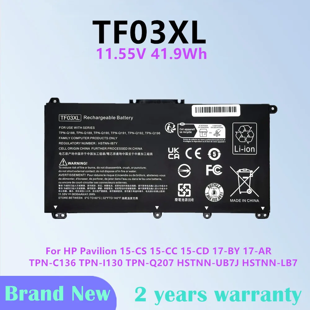 

TF03XL Laptop Battery For HP Pavilion 14-BF 15-CC 15-CD 17-AR HSTNN-UB7J HSTNN-LB7X HSTNN-LB7J HSTNN-IB7Y TPN-Q188 TPN-Q189