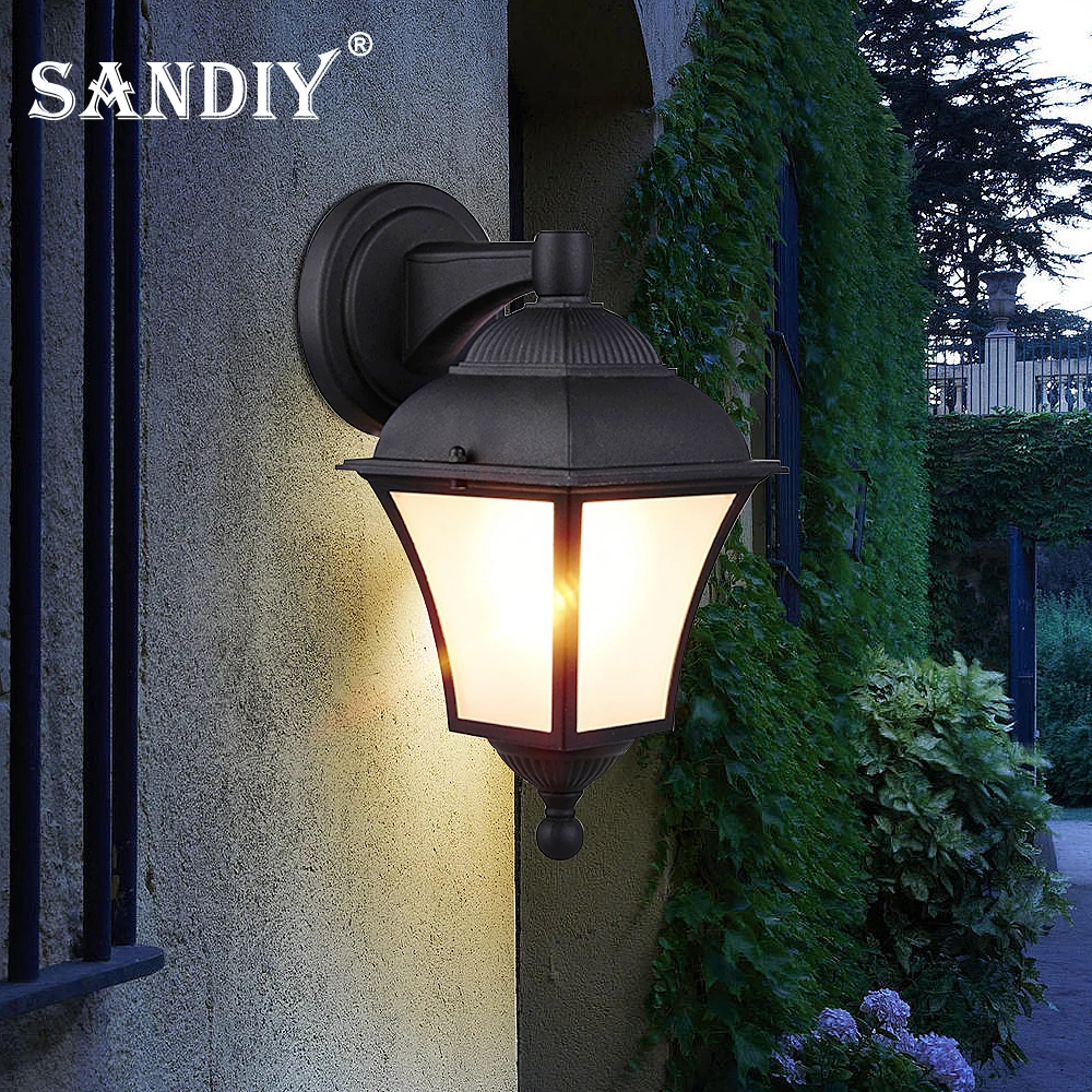 Outdoor Chandelier Pillar Lamps Porch Wall Light Retro Standing Vintage Chandelier Led Lighting for Gate Patio Aisle Sconce E27