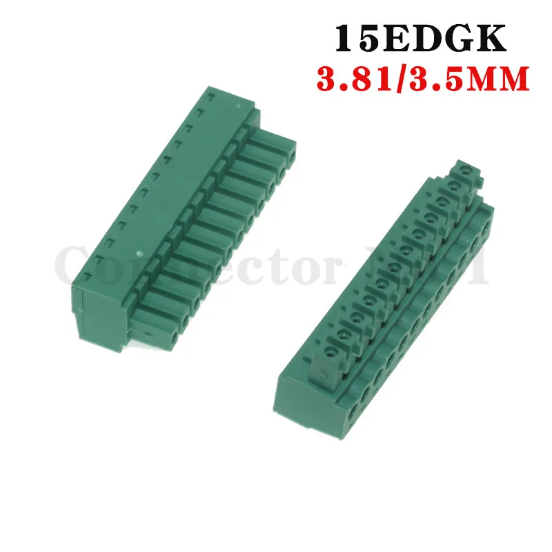10PCS Plug in terminal block 15EDGK-3.81/3.5mm, compatible with 2EDGK hole holder, green copper, environmentally friendly 2P-24P
